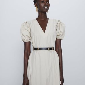 NWT Zara Poplin Dress Balloon Sleeves with belt